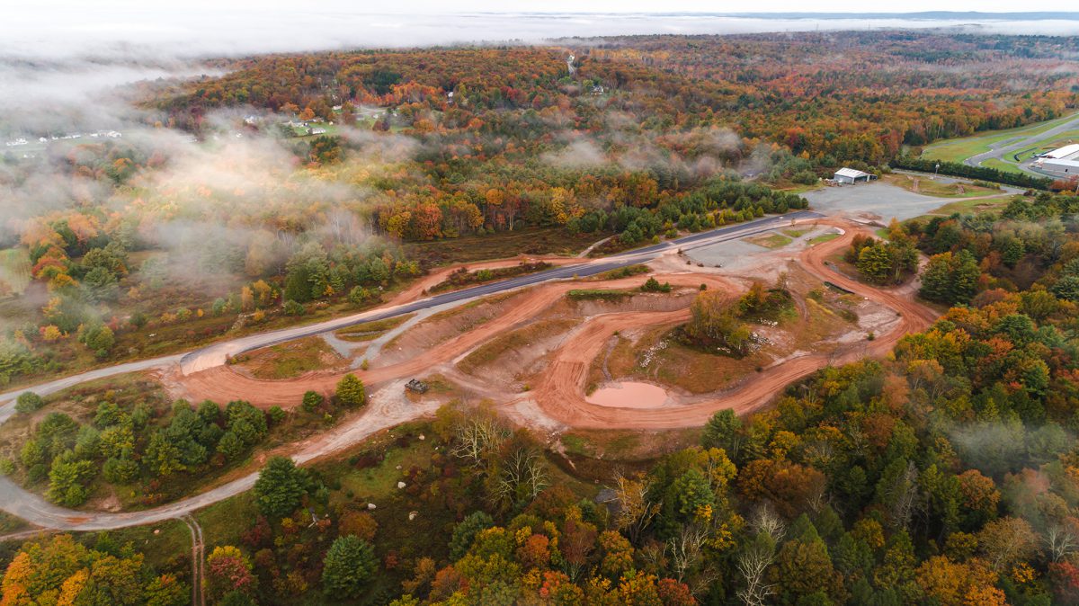 An aerial view of the Cross kart track