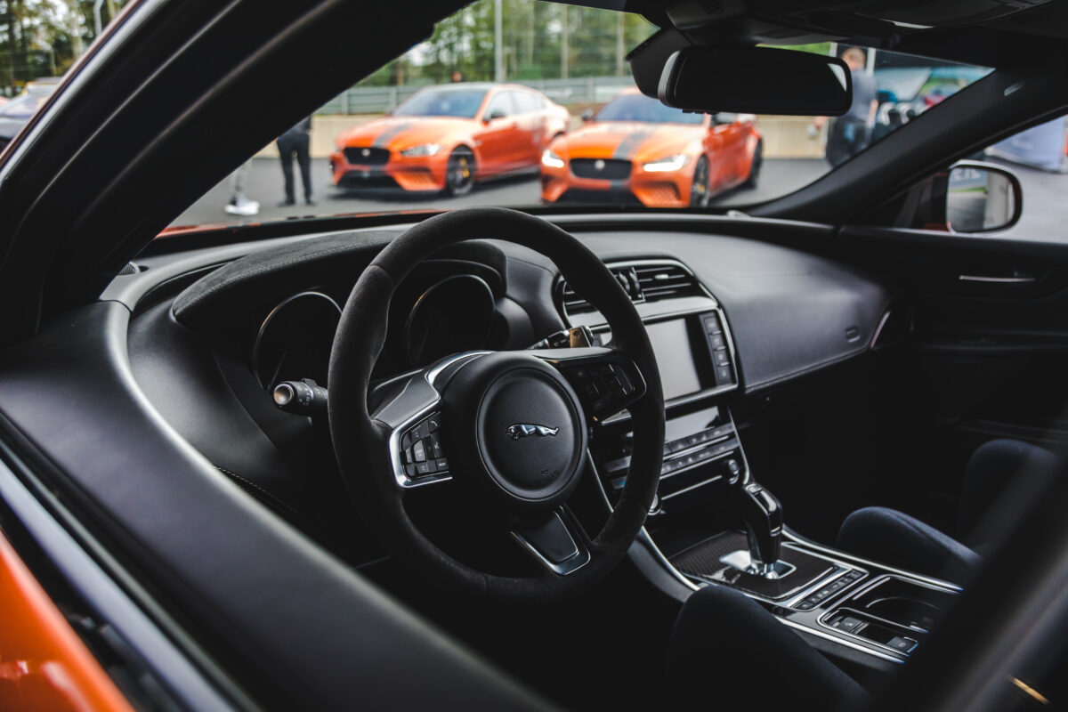 black interior of a Jaguar